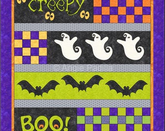 Griezelig: quiltpatroon met Halloween-appliqué (digitale pdf)