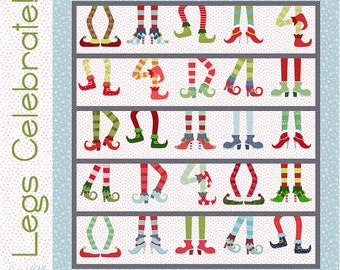 Legs Celebrate Applique Quilt Pattern: Whimsical Christmas Quilt (Digital PDF)