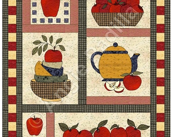 Patrón de edredón con apliques "Más manzanas": Tema de la cosecha de otoño (PDF digital)