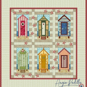 Beach Huts | Foundation Piecing Quilt Pattern | Digital PDF Pattern | Seaside Theme | Beach Cottage Decor | Angie Padilla Quilt Designs