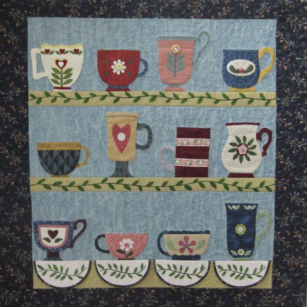 Country Cups Applique Quilt Pattern: Cozy Home Decor (PDF Pattern)