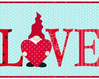 Gnome Love Applique Mug Rug | Applique Mug Rug Quilt Pattern | Digital PDF Pattern | Valentine Mug Rug | Angie Padilla Quilt Designs