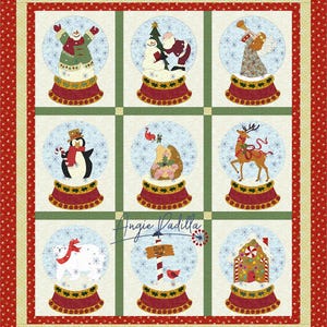 Snow Globes | Applique Lap Quilt | DIGITAL PDF Quilt Pattern | Christmas Quilt | Whimsical Design | Angie Padilla Quilt Designs