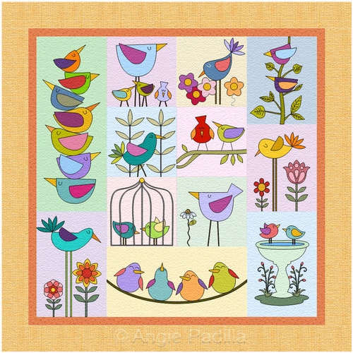 The Birds Applique Quilt Pattern Etsy