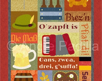 Quiltpatroon Oktoberfest-appliqué: Duits bierfestival (pdf-patroon)