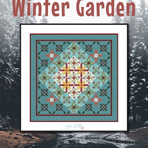 Winter Garden | Pieced and Applique Quilt Pattern | DIGITAL PDF Quilt Pattern |  Bed size quilt | Angie Padilla Quilt Designs