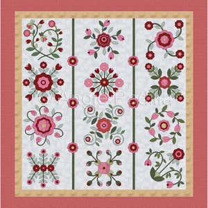 Bed of Roses Quilt Pattern: Modern Baltimore Album Style (Digital PDF)