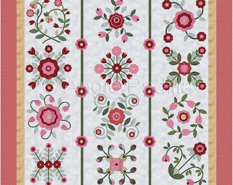 Bed of Roses Quilt Pattern: Modern Baltimore Album Style (Digital PDF)