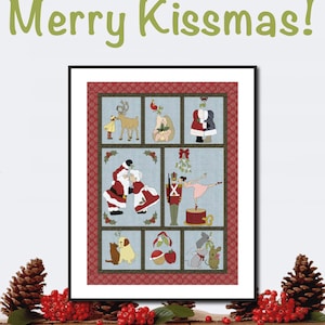 Frohe Kissmas!  | Wunderliche Applikation Quilt - Weihnachts-Wandbehang | DIGITALES PDF Quilt Pattern | Angie Padilla Quilt Designs