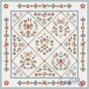 Butterfly Garden | Applique Quilt Pattern | Digital PDF Pattern | Floral Quilt | Modern Baltimore Album Style | Angie Padilla Quilt Designs
