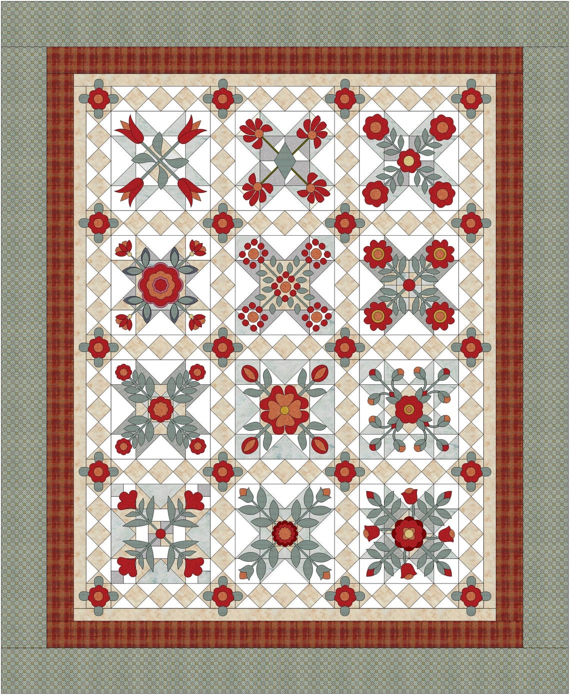 Flower Crossing Quilt Pattern Etsy