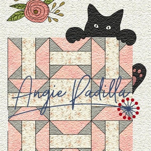 Craft a charming DIY quilt with our downloadable "Sewing Cat" applique pattern. Ideal for sewing enthusiasts looking for whimsical sewing room decor.