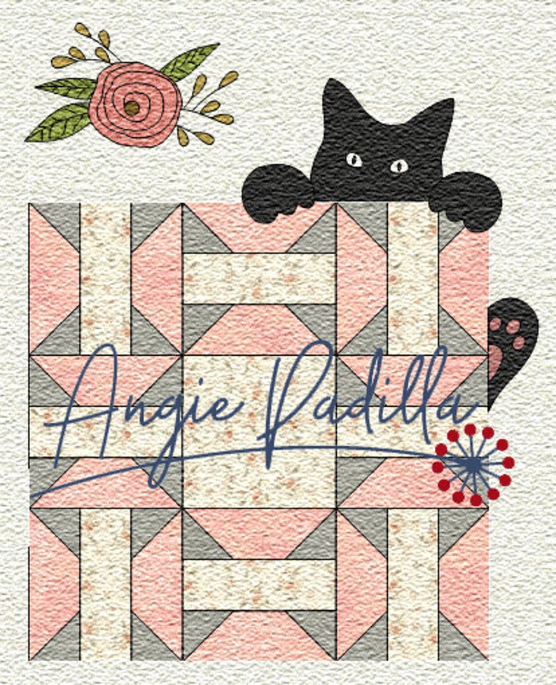 Craft a charming DIY quilt with our downloadable "Sewing Cat" applique pattern. Ideal for sewing enthusiasts looking for whimsical sewing room decor.