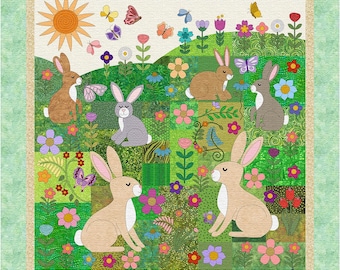 Bunny Meadow Quilt Anleitung: Ostern Design Applikationen (Digital PDF)