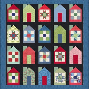 Padrão de colcha de casas de Natal: blocos de peças, design de amostra (PDF digital)