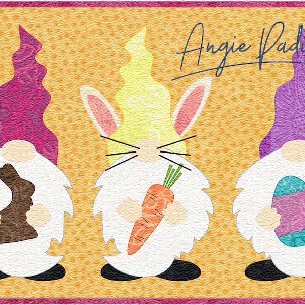 Easter Gnomes | Applique Mug Rug Pattern | Digital PDF Pattern | Applique Gnomes | Easter Project | Angie Padilla Quilt Designs