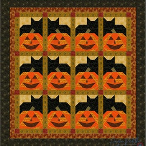 Pumpkin Cats Quilt Pattern: Halloween Lap Quilt (Digital PDF)