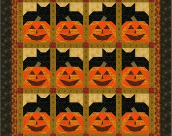 Pumpkin Cats Quilt Pattern: Halloween Lap Quilt (Digital PDF)