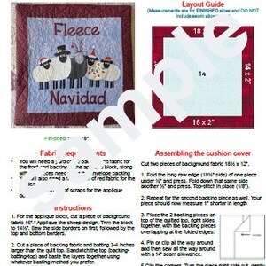 Get festive with the Fleece Navidad applique cushion cover pattern. Create a whimsical holiday decor featuring five sheep in Christmas hats. Perfect for cozy and joyful Christmas vibes.