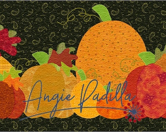 Pumpkin Patch Applique Quilt Pattern: Fall Table Runner (Digital PDF)