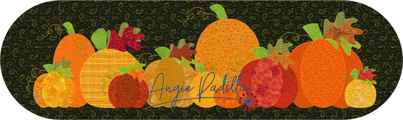 Pumpkin Patch Applique Quilt Pattern: Fall Table Runner (digital PDF ...