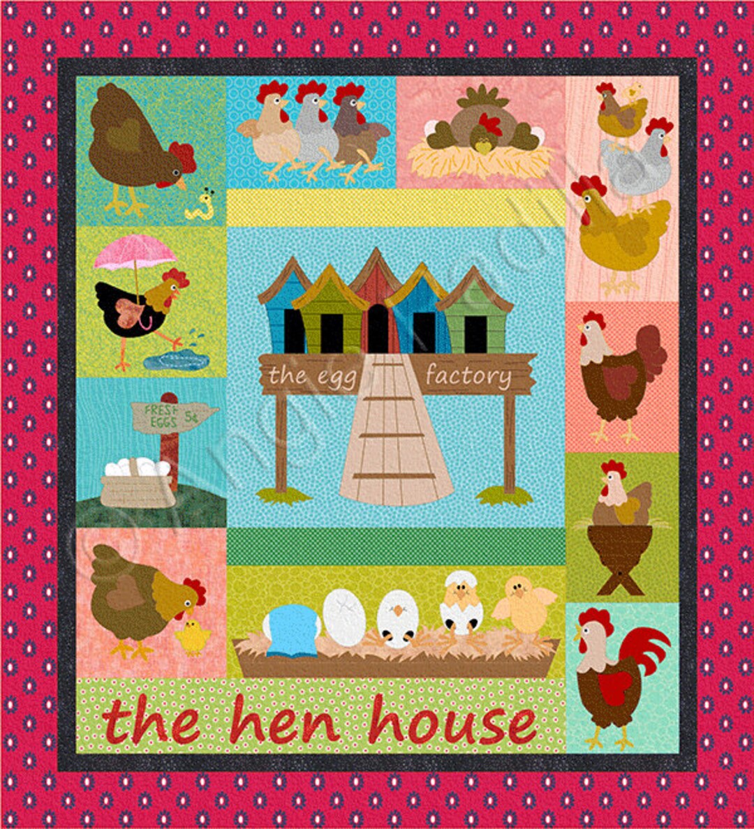The Hen House Applique Quilt Pattern Etsy