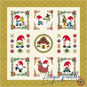 Gnome Christmas Quilt Pattern: Whimsical Applique Lap Quilt (PDF)