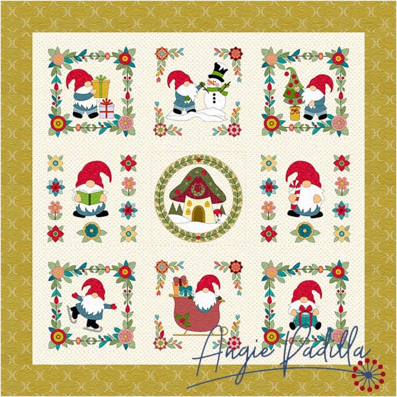 Gnome Tidings of Joy Applique Quilt Pattern Christmas Quilt Pattern PDF