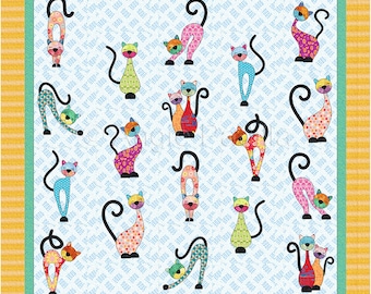 Cattitude  | Applique Quilt Pattern | DIGITAL PDF Pattern | Lap Size | Modern Quilt | Angie Padilla Quilt Designs