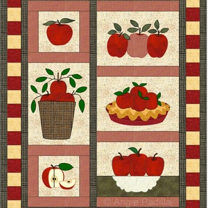 Appels | Quiltpatroon appliqué | DIGITAAL PDF-quiltpatroon | Appliqué appels | Herfstquiltpatroon | Herfst | Quiltontwerpen Angie Padilla
