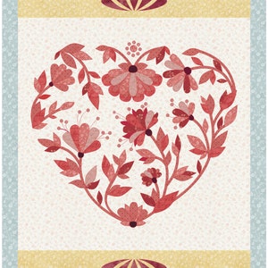 Floral Heart Applique Quilt Pattern: Valentine Wall Hanging (digital ...