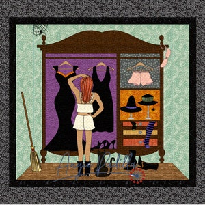 Witch&#39;s Wardrobe Applique Quilt Pattern: Halloween Decor (Digital PDF)