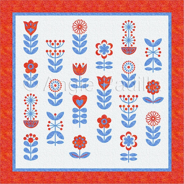 Scandinavian Flowers Applique Quilt Pattern