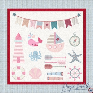 Nautical Crib Quilt PDF Pattern: Seaside Applique Wall Hanging