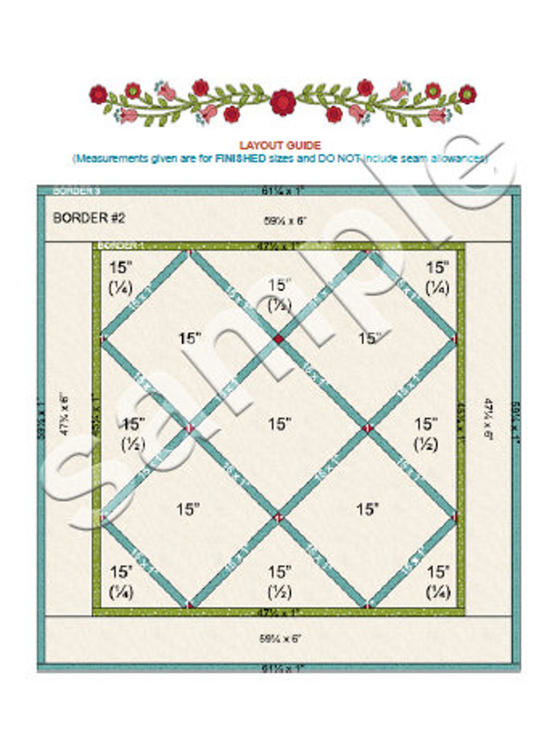Roses and Tulips Quilt Pattern: Modern Baltimore Album Style (digital ...