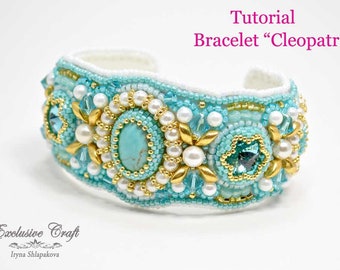 Tutorial bead embroidered cuff bracelet, beginners beading tutorial, beading tutorial, seed beads tutorial, beading pattern, PDF tutorial