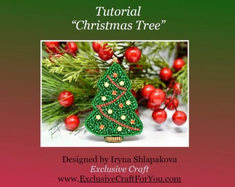 Christmas tree bead embroidery PDF tutorial, Christmas ornament beading tutorial pattern, Christmas beading pattern, basic bead embroidery