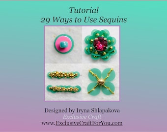 PDF Tutorial 29 ways to use sequins, sequins in bead embroidery and gold work, Stem stitch, bent sequins, sequins pattern, DIY sequins use