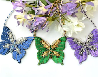 Kit+ PDF beading tutorial Butterfly necklace, Bead Embroidery Pattern, DIY Statement Jewelry, Butterfly Design, Beaded Butterfly Pattern