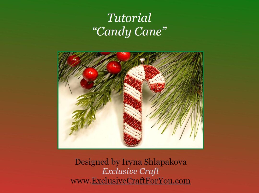 Candy Cane Bead Embroidery Tutorial PDF – DIY Beading Pattern for ...
