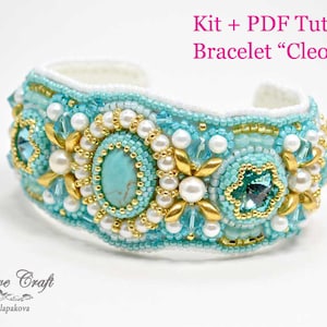 Beading Kit+Tutorial bead embroidered bracelet, beading pattern kit, beaded jewelry, DIY bead embroidery, bead embroidery kit, PDF tutorial