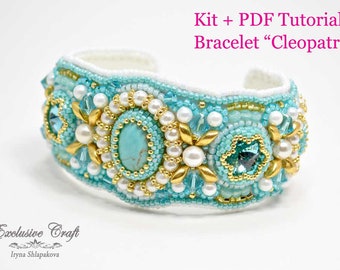 Beading Kit+Tutorial bead embroidered bracelet, beading pattern kit, beaded jewelry, DIY bead embroidery, bead embroidery kit, PDF tutorial