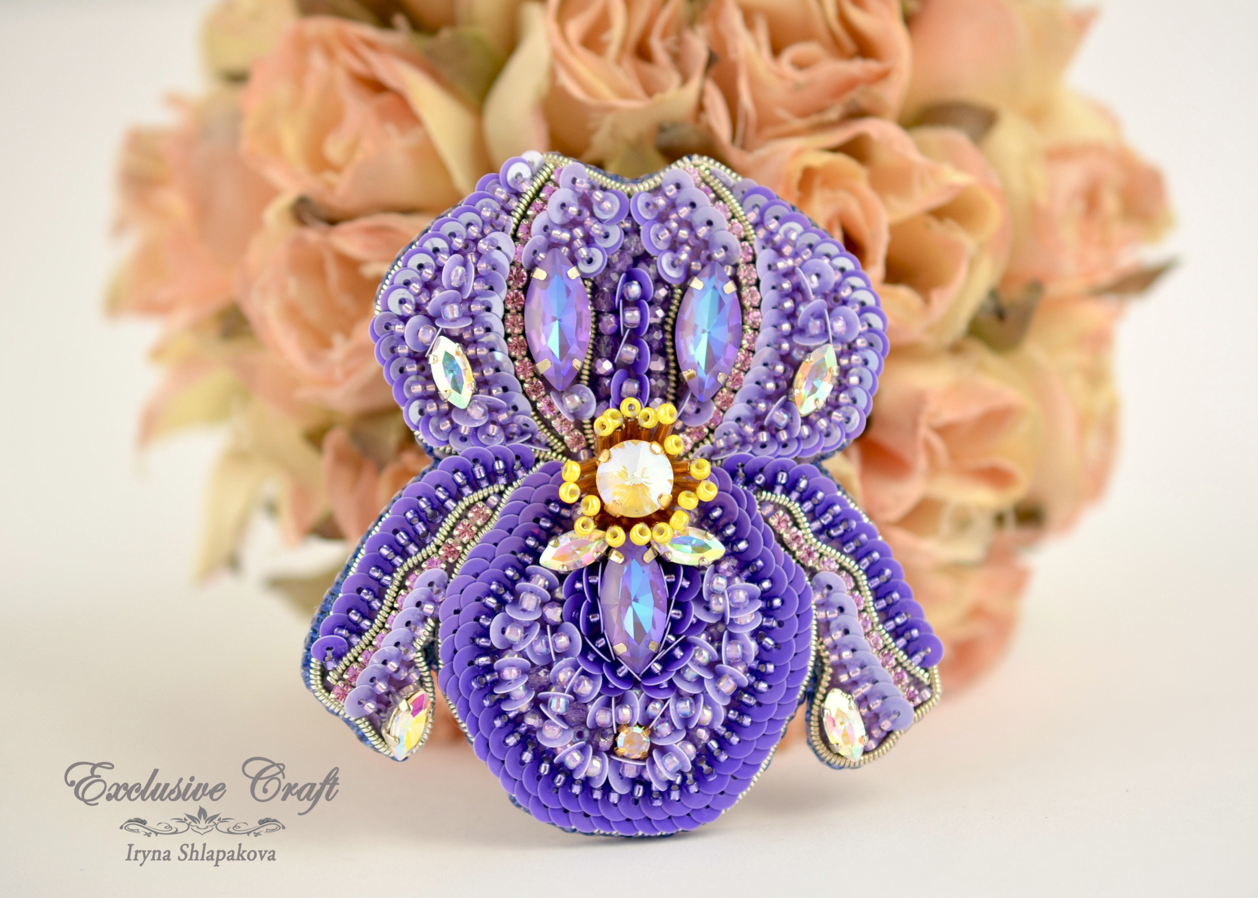 Kit Zoom Virtual Beading Class Iris Flower Brooch Zoom Bead Etsy