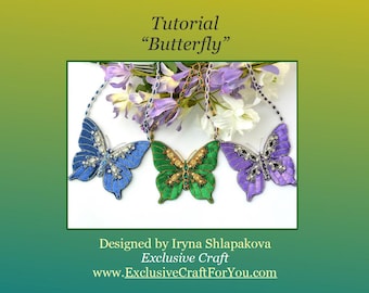 PDF beading tutorial Butterfly necklace, Bead Embroidery Pattern, DIY Statement Jewelry, Butterfly Design, Beaded Butterfly tutorial