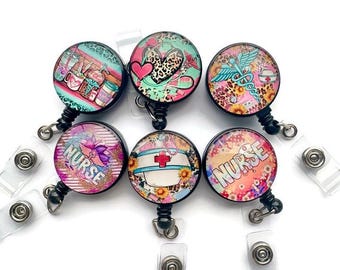 Nurse medical retractable badge, badge reel, unique nurse ID badge holder, badge clip, nurse gift, RN badge, nursing accessory, nursing item