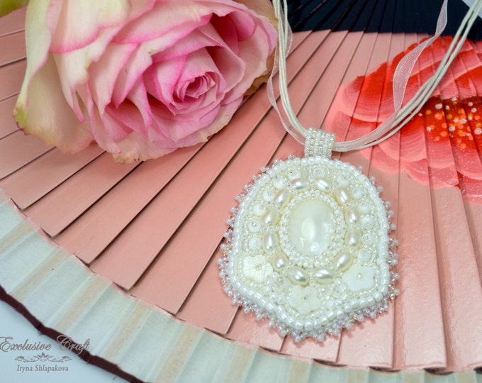 Bead Embroidered Ring With Amazonite Handmade Beaded Light Etsy