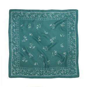 Seidentuch Petrol Grün Smaragd Edelstein Farbe Kopftuch Bandana Frauen Floral Haarschal Kopftuch Quadrat 70x70 Foulard Sommer Halstuch Schal