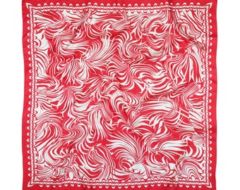 Fiery Red Palms Silk Scarf Bandana | Tropical Silk Neck Scarf Shawl Neckerchief for Women 90x90cm |  Foulard Kerchief Top Gift for Her