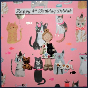 Personalised 20th, 30th, 40th, 50th,60th,70th, 80th.....Birthday Card for Cats Lovers, Custom Made Card