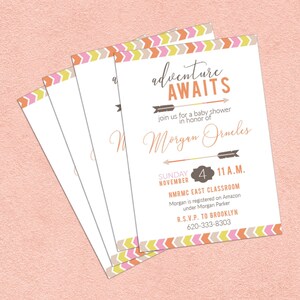 Editable Adventure Themed Baby Girl Shower Invitation